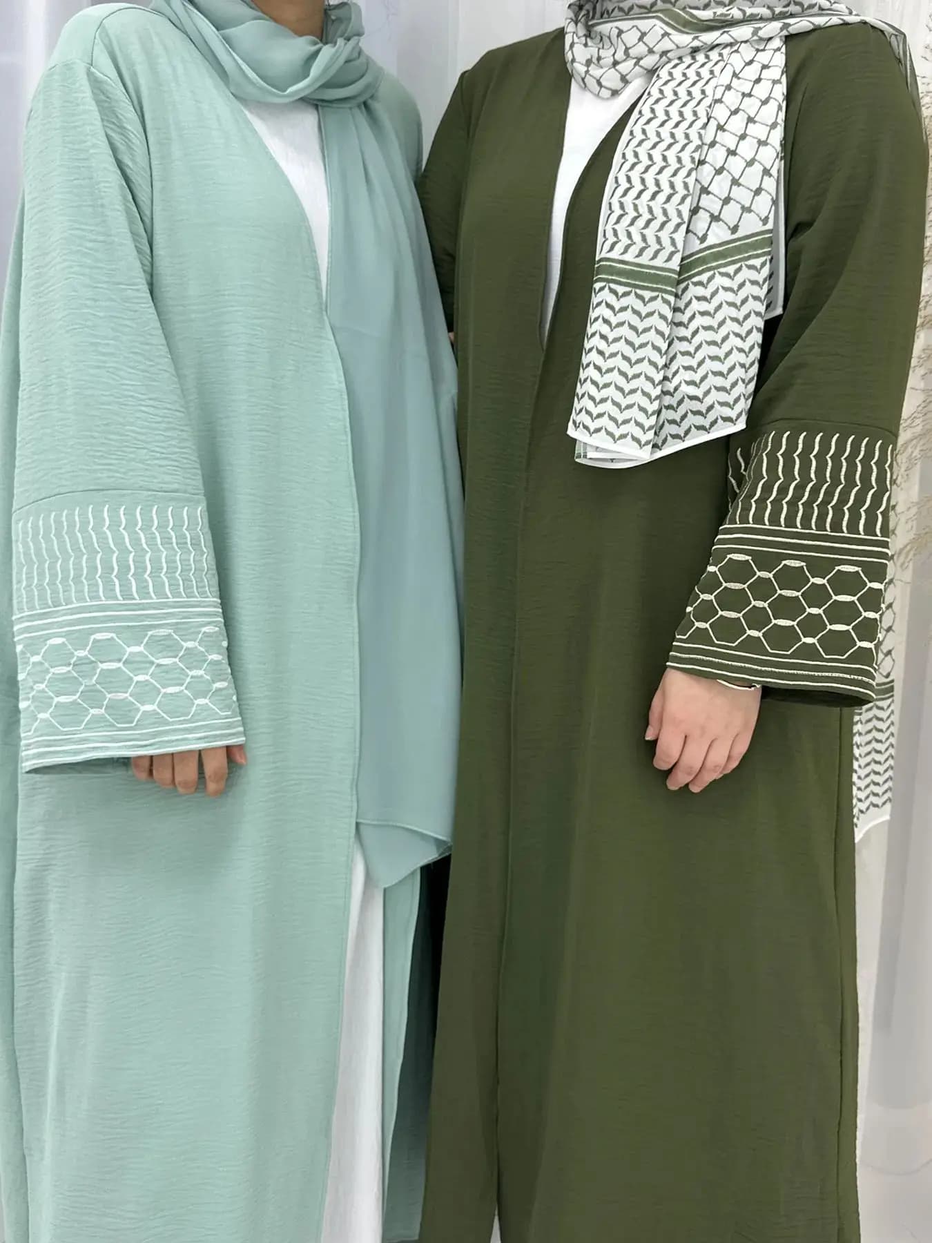Kimono Fashion Embroidered, Oversize Muslim Dress, Abaya Syari Women's Full Length With Wy1999 Opening and Belt