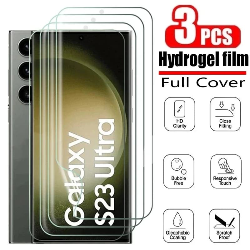 3 pezzi pellicola idrogel per Samsung S25 S24 S23 S22 S21 Ultra Plus FE A56 A55 A54 A36 A35 A15 A16 5G protezione schermo