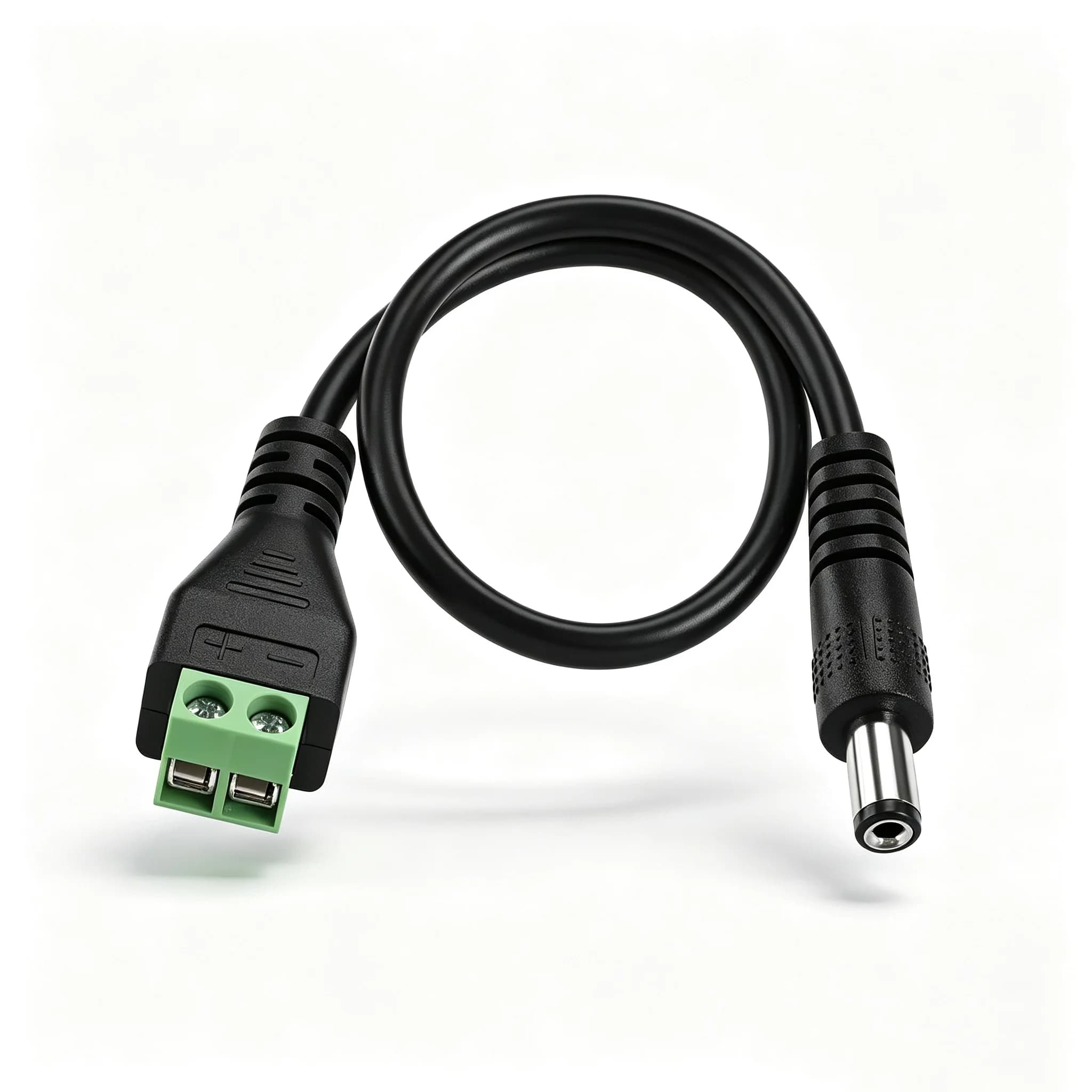 DC 5.5x2.1mm Male Plug to Terminal Block Power Cable, DC Jack Socket Adapter for CCTV Security Camera, DVR, LED Strip Lights