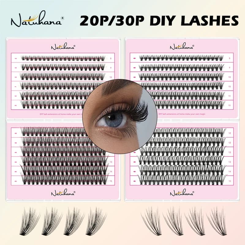NATUHANA black brown 20D 30D lashes DIY Premade Volume Fan Faux Cils for makeup tools