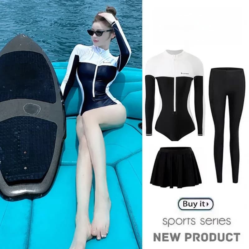 Muta da donna a maniche lunghe e pantaloni lunghi, per snorkeling, ad asciugatura rapida, anti-meduse, protezione solare UPF50, professionale per immersioni