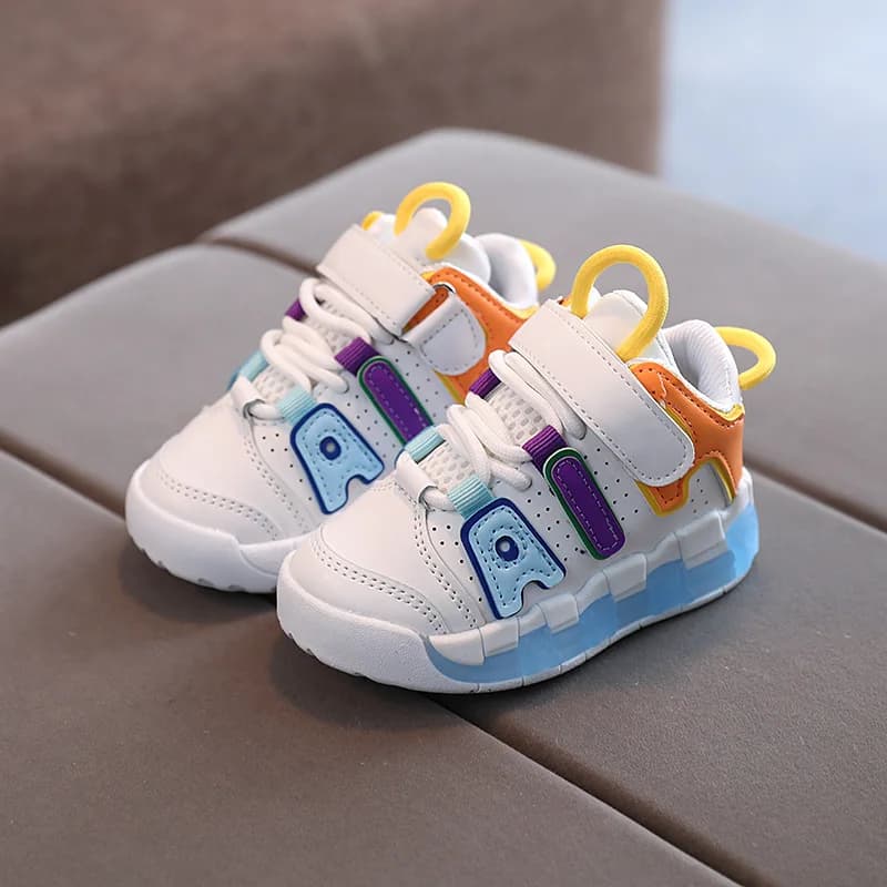 Kids Sports Shoes Breathable Gymnastics Shoes with Soft Sole for Running Shoes with Bottom Thick For Kids Velcro Girl Shoes