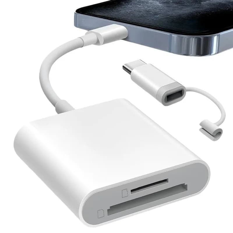 Lettore di schede SD 2 in 1 per iPhone iPad Lettore di schede di memoria con doppio slot per schede USB C Supporta schede SD e TF per Trail Camera