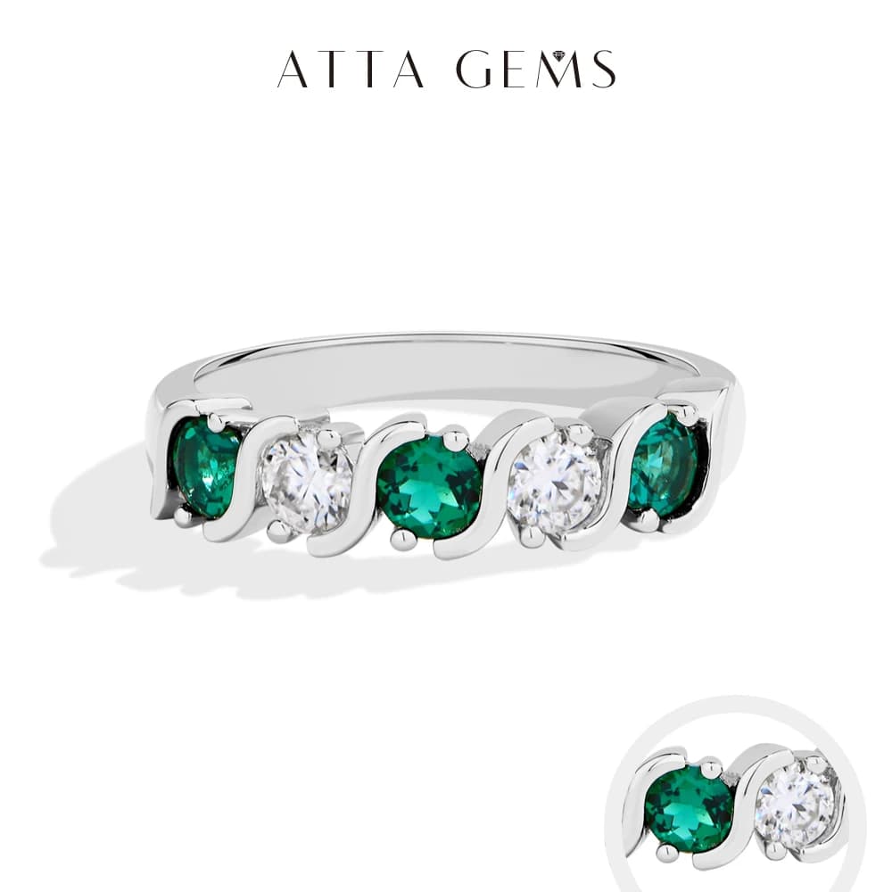 ATTAGEMS Luxury Light Lab Emerald Moissanite Rings Women's Fashion Rings 925 Sterling Silver Ring Party Hot Declaration Gift of the Worlds