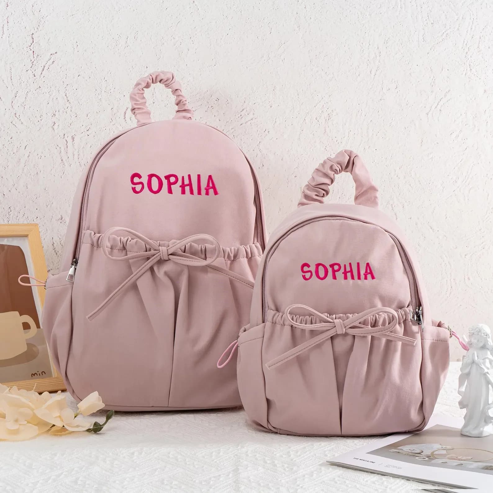 Zaino per bambini carino personalizzato con fiocco Zaino per danza classica personalizzato con nome Bookbag per regali di lezioni di danza per ragazze