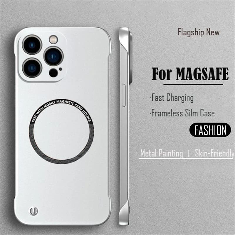 Luxury Ultra Thin Frameless Magnetic Case For Magsafe iPhone 14 13 Mini 14 13 Pro Max Wireless Charge Hard PC Matte Phone Cover