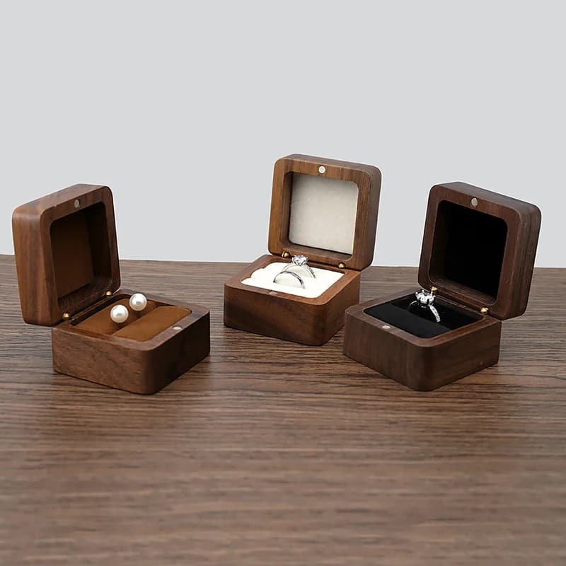 【Pace】 Portagioie in legno Scatola per fedi nuziali Scatola per orecchini Anelli Scatola per organizer Confezione regalo