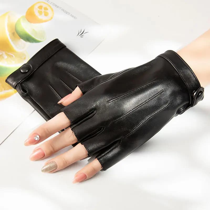 Fashion Mid-Silent Short Fin Punk PU Leather Gloves For Women Outdoor Guide Cycling Touch Screen Bike Fitness