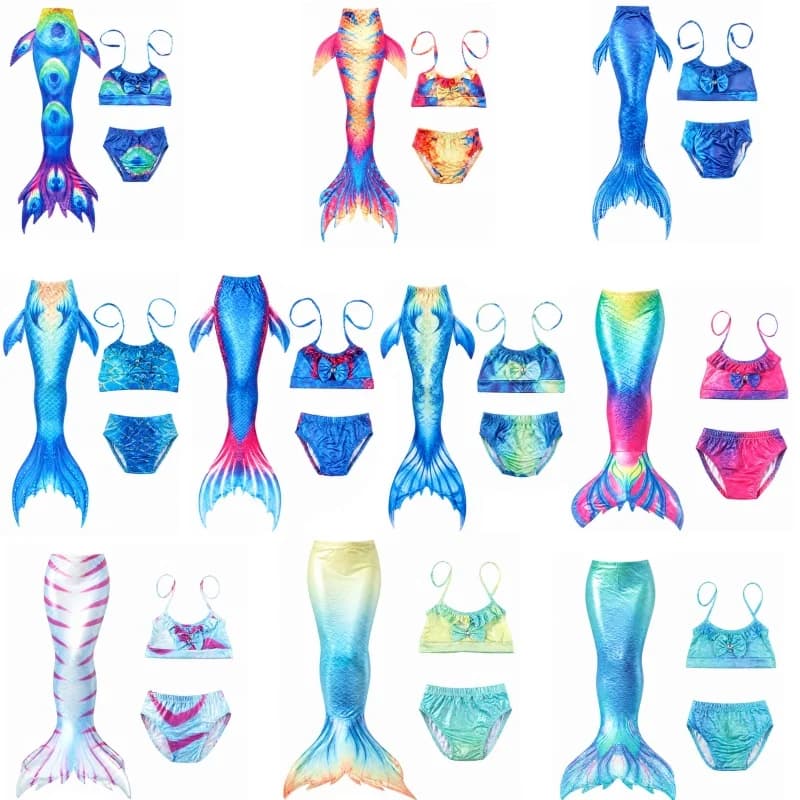 Summer beach mermaid swimsuit three piece set underwear+panties+fishtail skirt cosplay vacation photo swimsuit