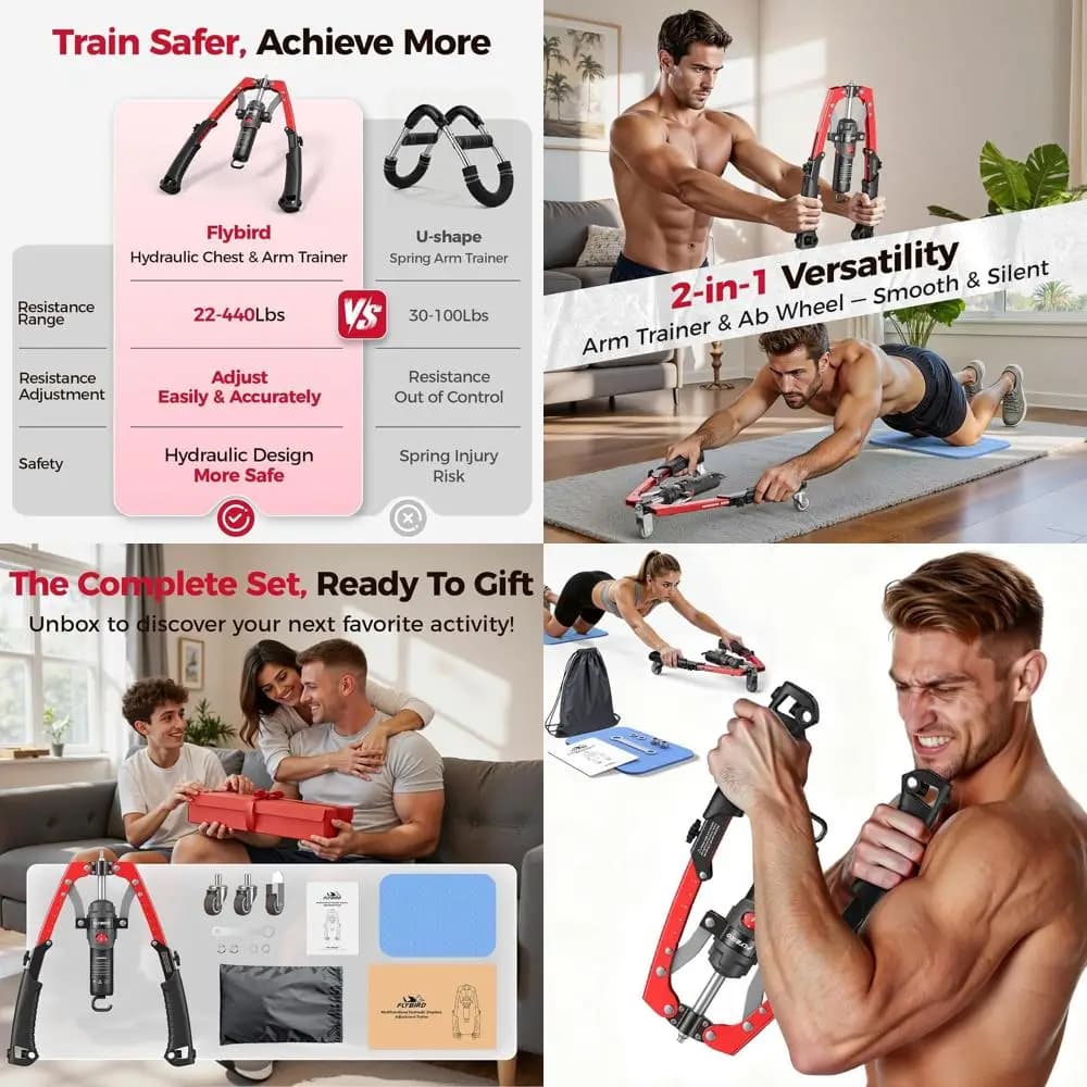 Corelex 3-in-1: Petto and Braccia Hydraulic Training Equipment with Abdominal Roller and Backpack