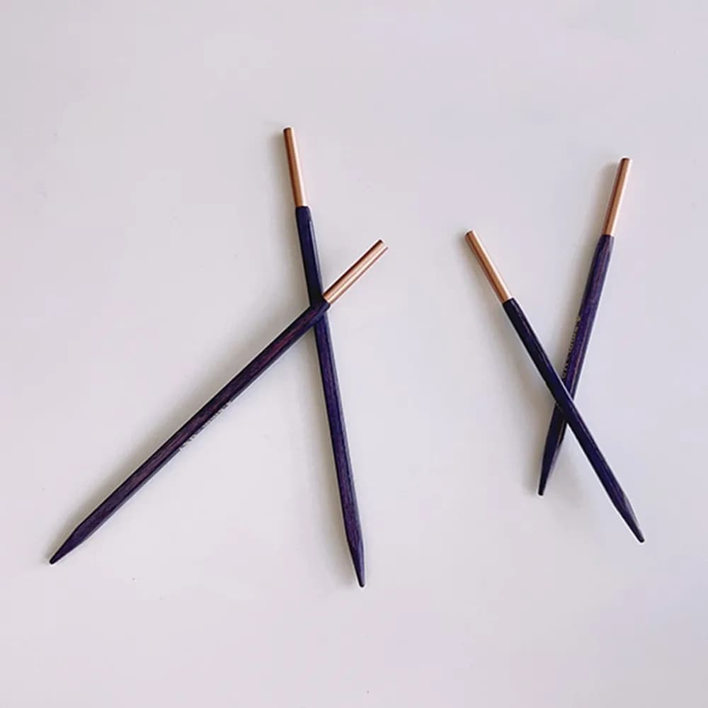1 paio di aghi per maglione in legno premium Knitpro J'Adore Cubics, ferri da maglia intercambiabili senza cordoncino, viola