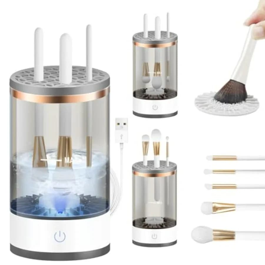 Efficient Electric Machine for Cleaning Makeup Brushes, Automatic Cleaner for 3-4 Brushes At the same time, 7000 RPM Guarantee a Deep Cleaning