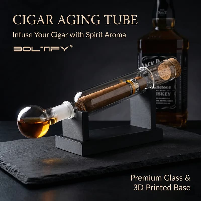 Set Humidor per Sigari in Vetro BOLTIFY, Infusore di Aromi per Sigari, Base a Sfera e Tappo in Legno, Set di Tubi in Vetro per Incenso, Humidor per Sigari