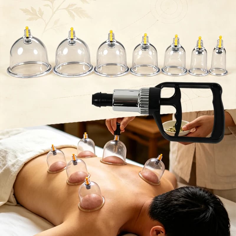 7Pcs Vacuum Cupping Sets with Pumping Gun Suction Cups Back Massage Body Cup Detox Anti Cellulite Cans Healthy Care Jars