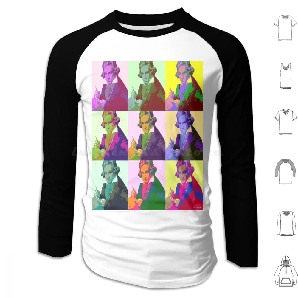 Ludwig Van Beethoven Pop Art Felpe con cappuccio Manica lunga Beethoven Pop Art Fantasy Modelli astratti alla moda Cultura Musica