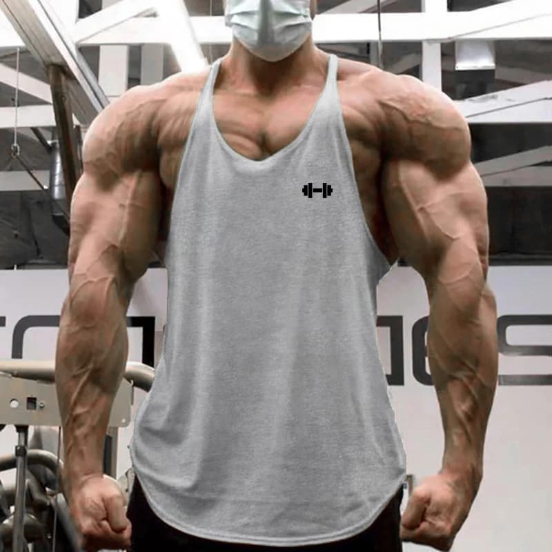 Canottiere da corsa da uomo Canottiere da palestra con manubri in cotone Y-Back Bodybuilding Camicia senza maniche Allenamento muscolare Canotte fitness atletico