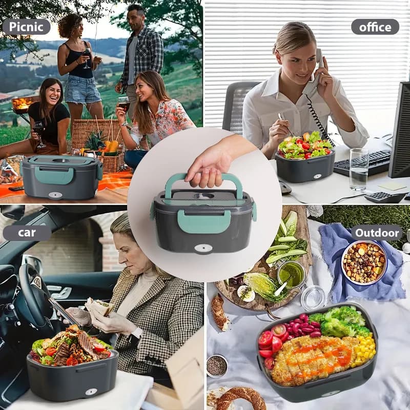 Scaldavivande Elettrico Portatile, Contenitore Termico per Alimenti, Set Scatola Pranzo Riscaldabile