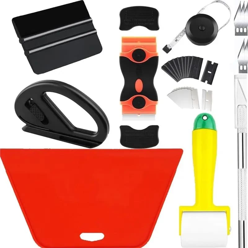 [NEWA64Z!】 Wallpaper Smoothing Tool Kit Vinyl Film Cutter Seam Roller Wallpaper Smoother Squeegee Measure Tape Vinyl Removal Scr