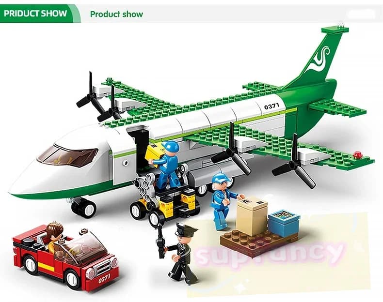 Creative DIY Building Block Toy Modern Airport Airplane Bus Cargo Aircraft Educational Aviation Model for Children