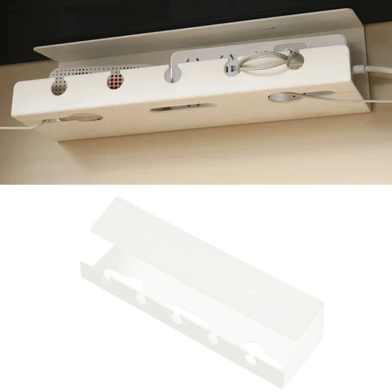 Organizzatore Cavi Sotto Scrivania con Morsetto, Porta Cavi e Presa Multipresa, Senza Foratura, Robusto e Salvaspazio