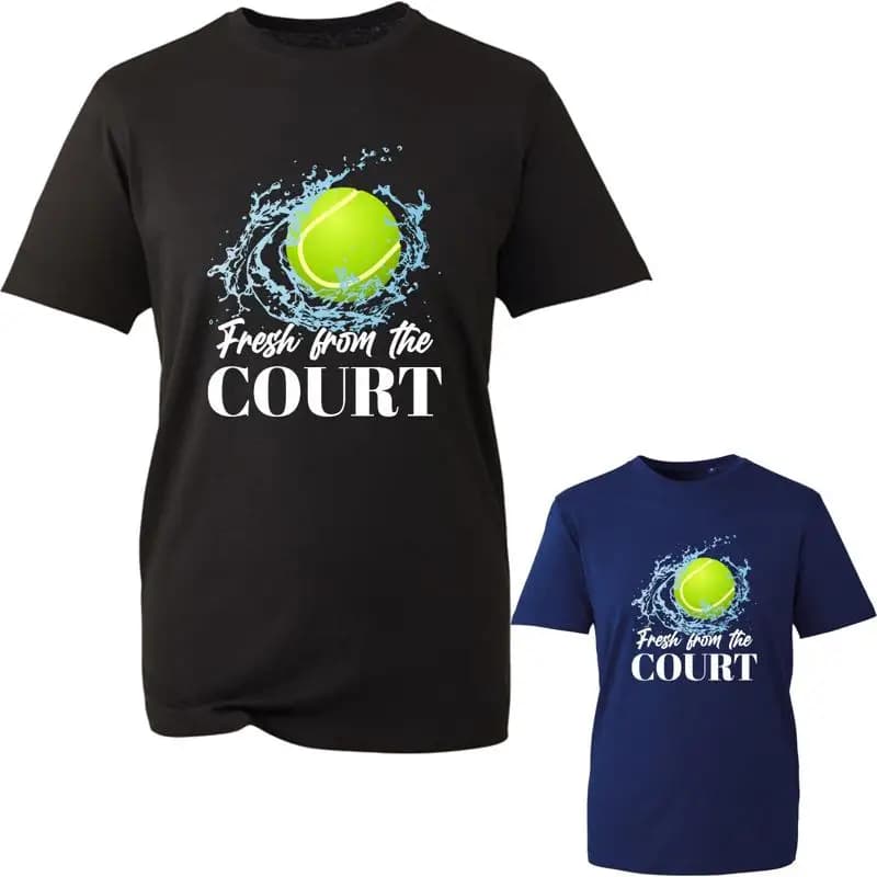 Maglietta Fresh From The Court, pallone sportivo da tennis, per bambini e adulti