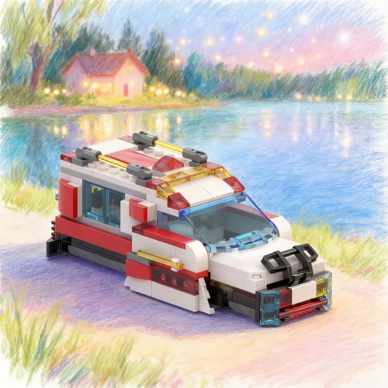 225 Pezzi MOC Ambulanza Volante Modello Ospedale Cittadino Blocchi da Costruzione Giocattolo Regali di Natale Architettura Fai-da-Te Educativo Idea Creativa