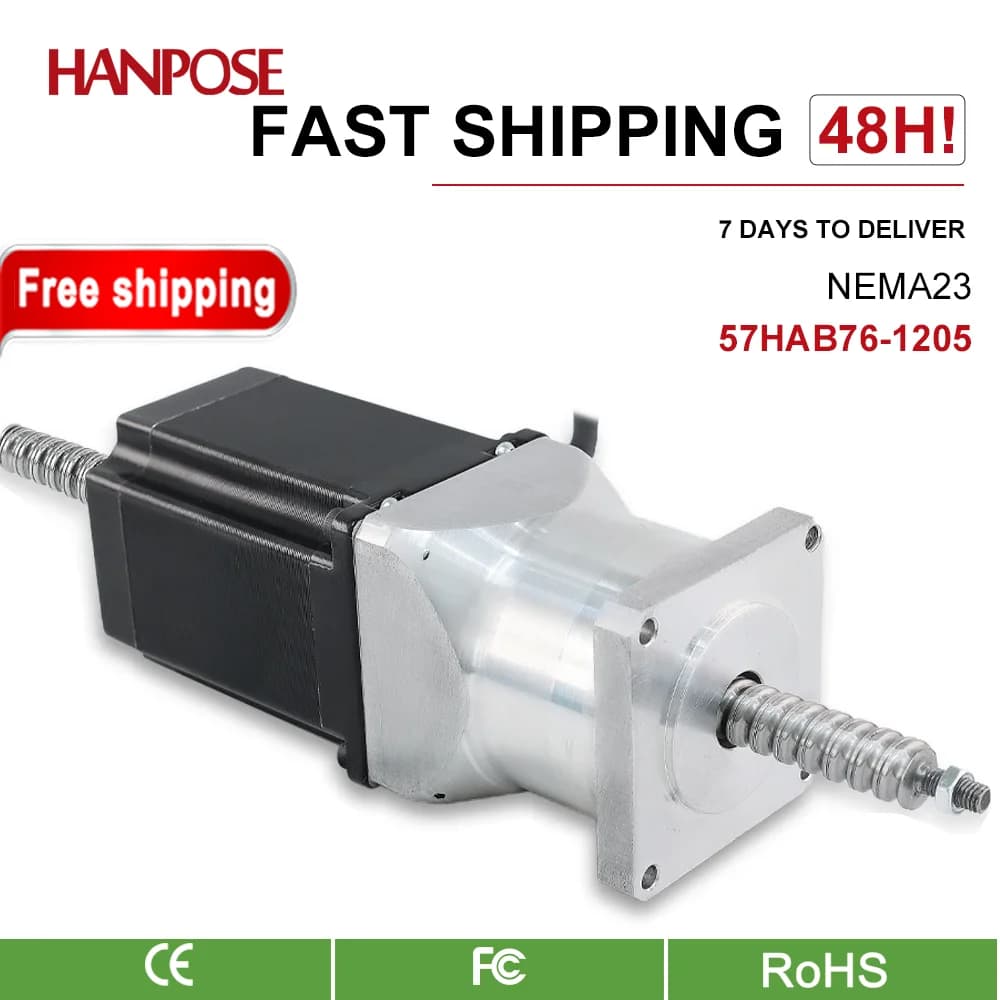 Nuovo prodotto 57HAB76-1205-300MM Motore passo-passo con vite a ricircolo di sfere SFU1205/1210 per stampante 3D CNC, Motore passo-passo NEMA23