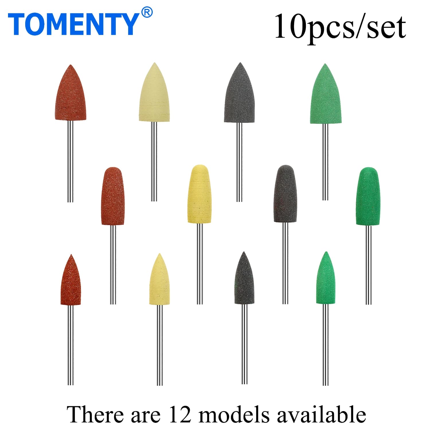 10 pcs/set TOMENTY Dentale Silicone Rubber Polishers Brakes 2.35mm Whitening Of Denties Nail Drill Point-Accessory of Dental Polishing