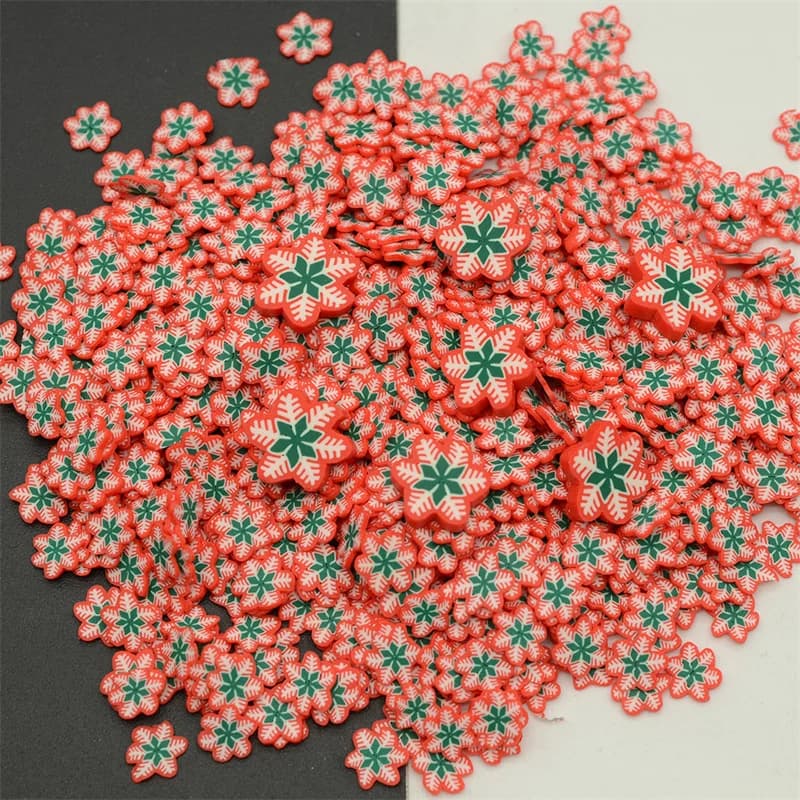 100G 5mm/10mm fetta di argilla polimerica fiocco di neve rosso spruzza adorabili coriandoli per la creazione di artigianato, ricamo di Nail Art fai da te