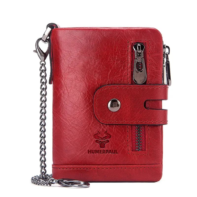 GZCZ Portafoglio in vera pelle al 100% con tasca portamonete con cerniera per uomo Porta carte di denaro Borsa corta super valore RFID