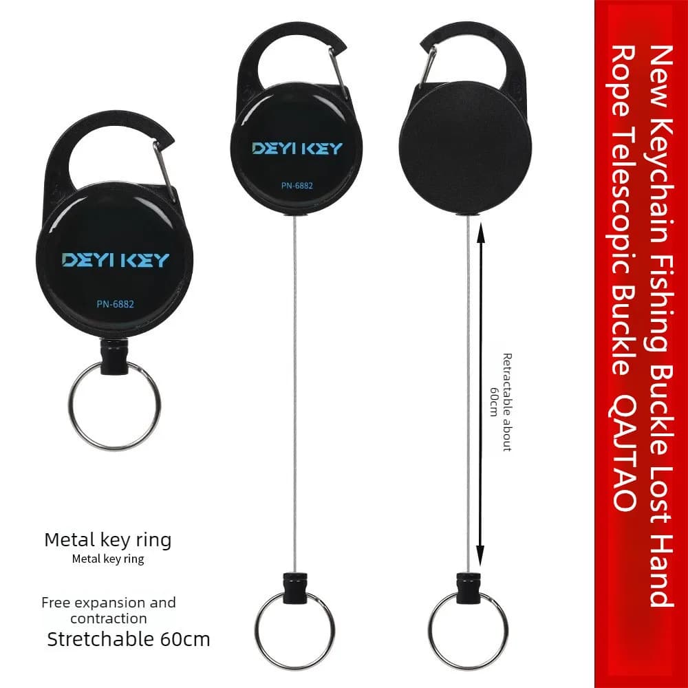 Telescopic buckle, key rings, durable badge, easy to use outdoor, easy to string, rope, easy to pull buckle, fishing gear