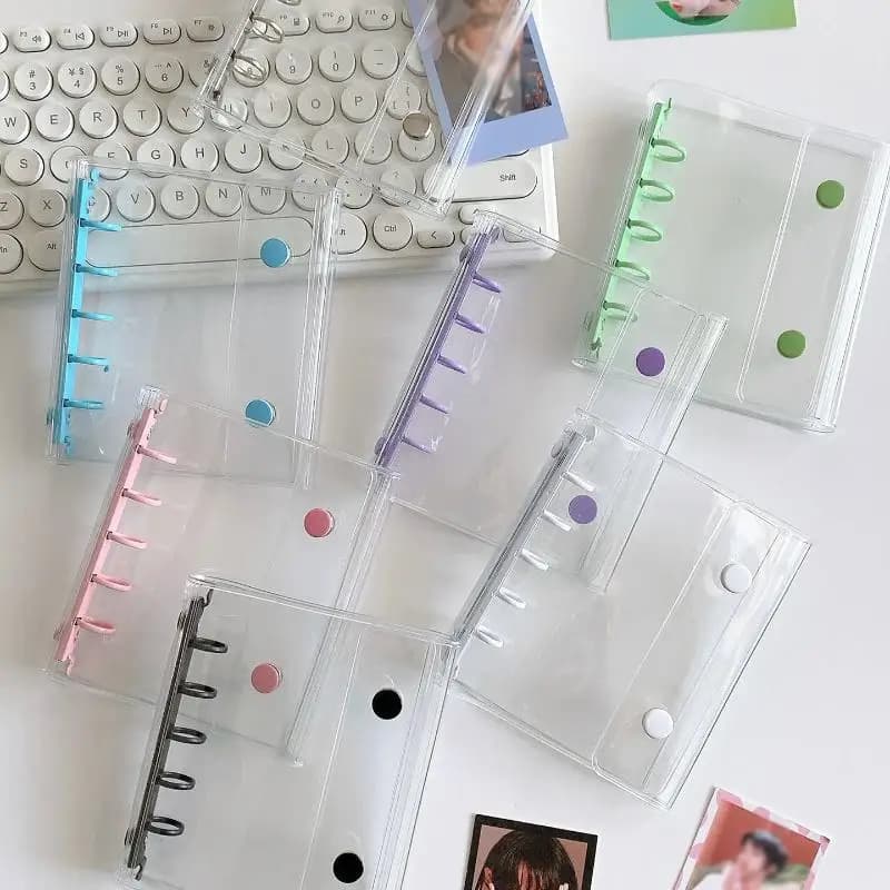 M5 Widening Double Button Transparent PVC Soft Cover Binder Cover Journal Sketchbook Accessories Diary Office Supplies
