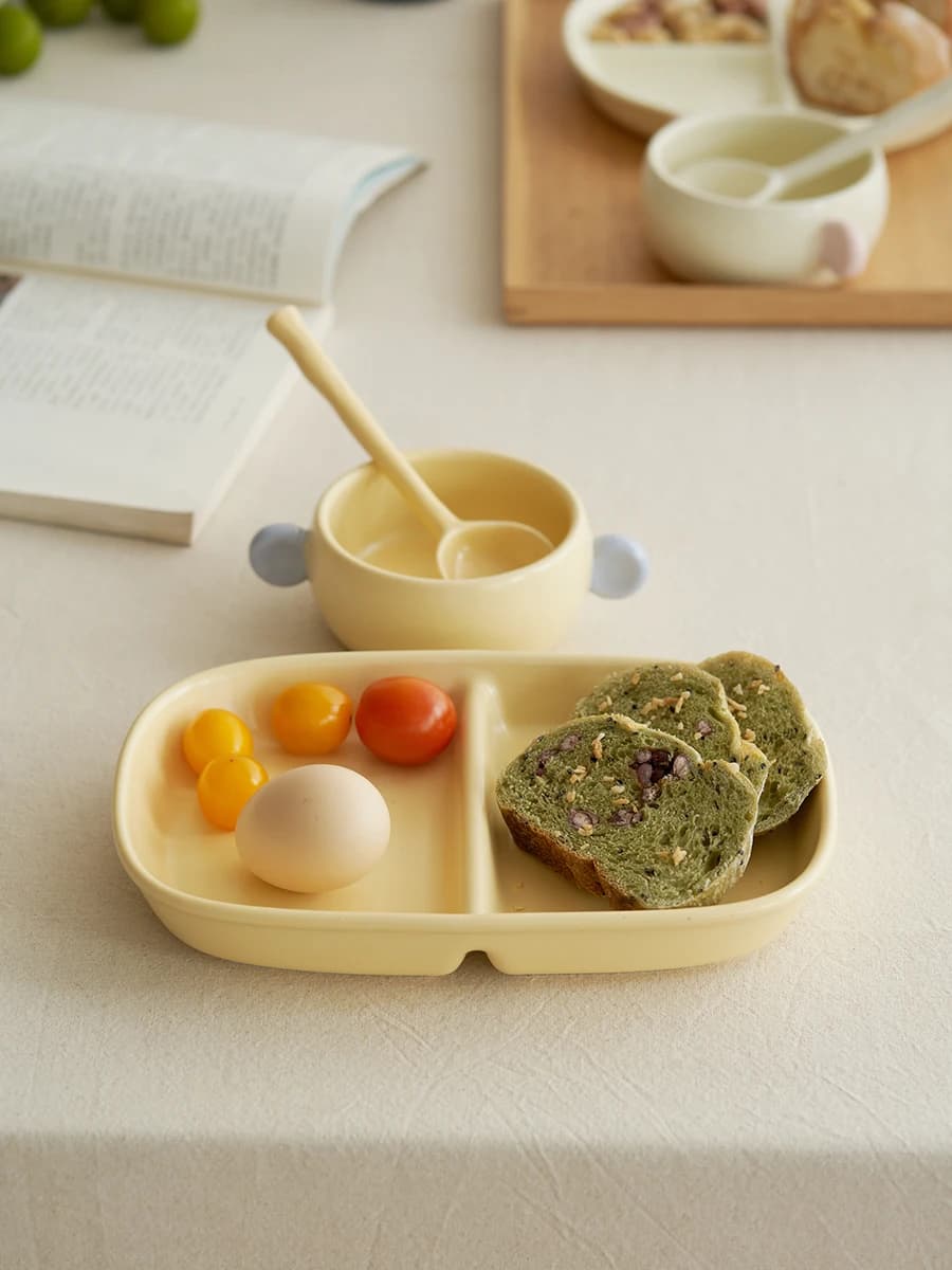 Ceramic Breakfast Plate with Spare Parts, Creative Diet Set, High Value Rectangular Stoves