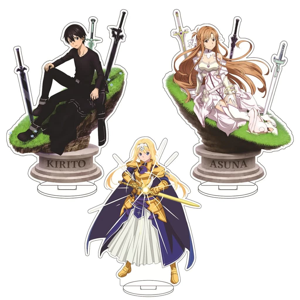 Statuetta in Acrilico di 16CM Anime Sword Art Online, Kirigaya Kazuto, Yuuki Asuna, Alice Zuberg, Ornamenti Cosplay, Regali di Natale