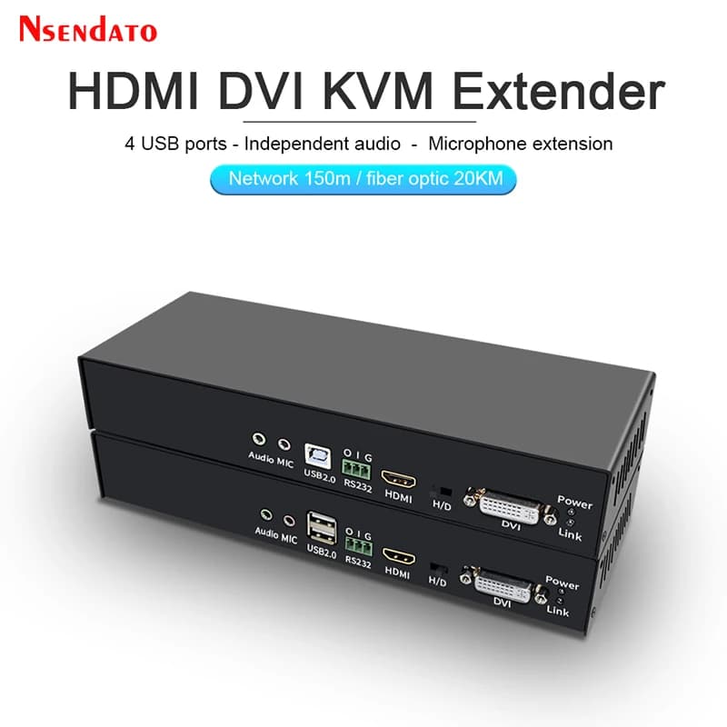 Extender KVM HDMI DVI Ethernet su Cavo in Fibra Ottica Cat5E 150M 20kM 1080P, Extender KVM HDMI DVI USB per Mouse, Tastiera, TV, DVD