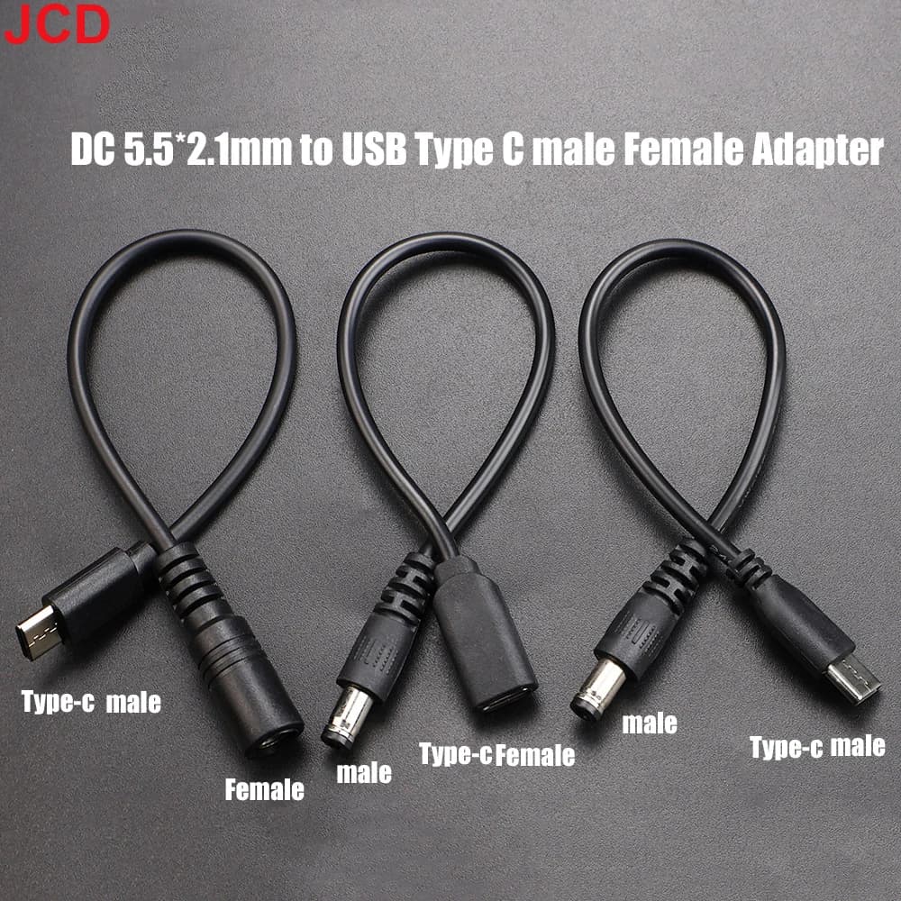 Cavi JCD da USB-C (maschio) a jack DC 5.5x2.1 (femmina) - Adattatore di alimentazione 5521 con connettore DC 5.5x2.1 e convertitore USB Type-C