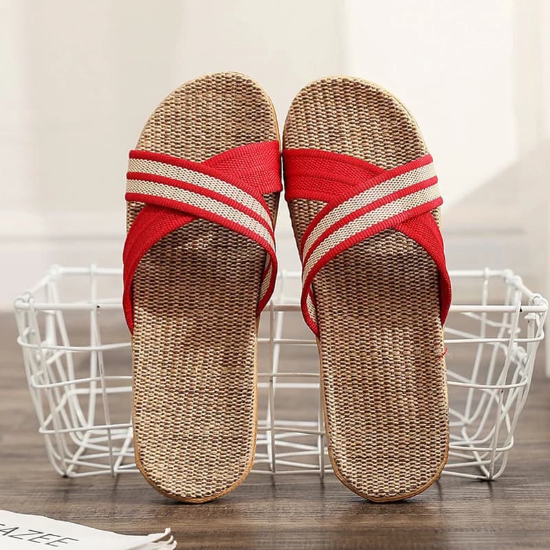 Ciabatte Estive da Donna in Lino, Pantofole da Casa in Canapa, Scarpe Casual da Interno, Ciabatte Morbide Leggere Antiscivolo per Coppia