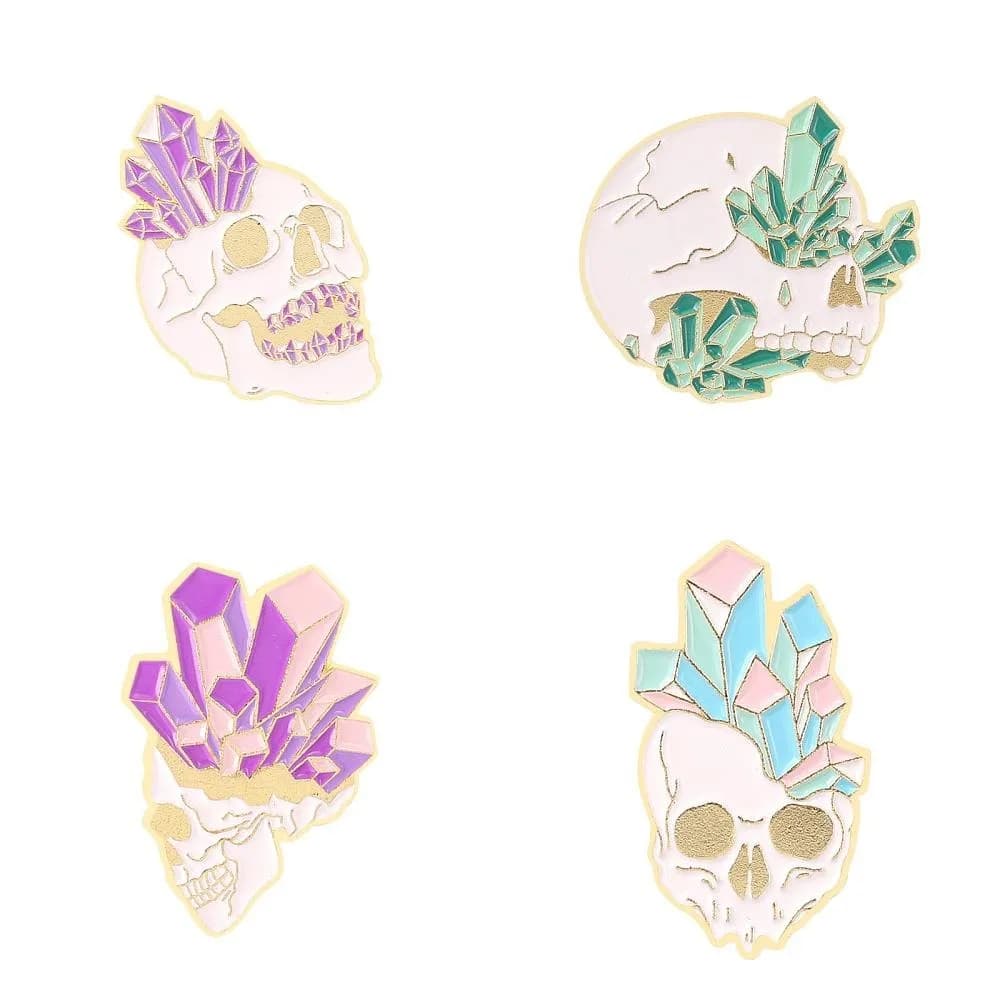 4Pcs 4 Styles with Cystal Enamel Pins Alloy Brooches for Backpack Clothes Mixed Color 12.9~20.8x20.8~28mm 1pc/style