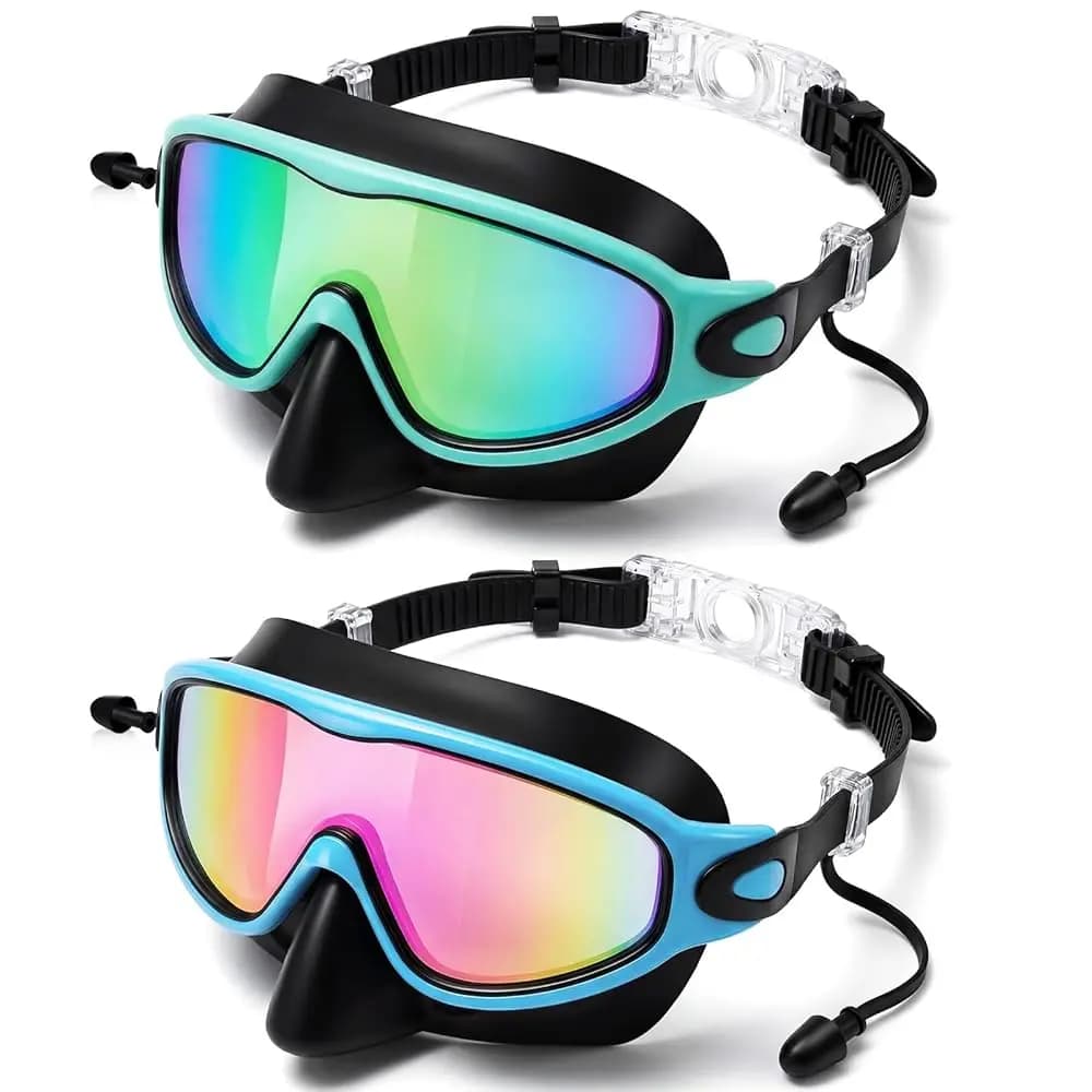 Occhialini da Nuoto per Bambini con Copertura per il Naso, Maschera Subacquea a Visione Ampia, Antiappannamento, Protezione UV, Senza Perdite, per Giovani 8-14 Anni