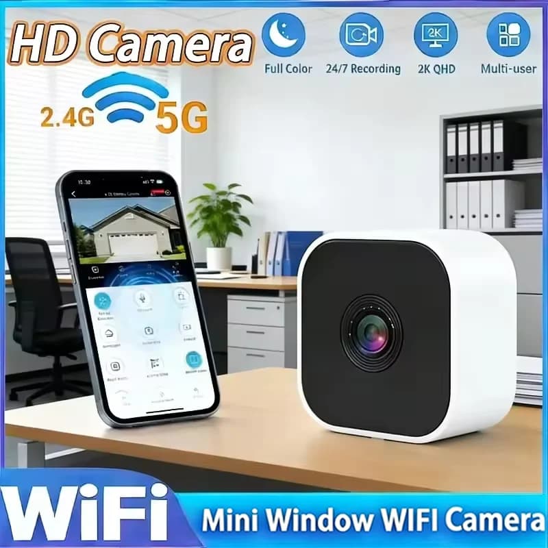 Mini Window Camera Replaces Outdoor Cameras 2.4/5GHz WiFi Camera 3MP Resolution Full-Color Night Vision Through Window Camera