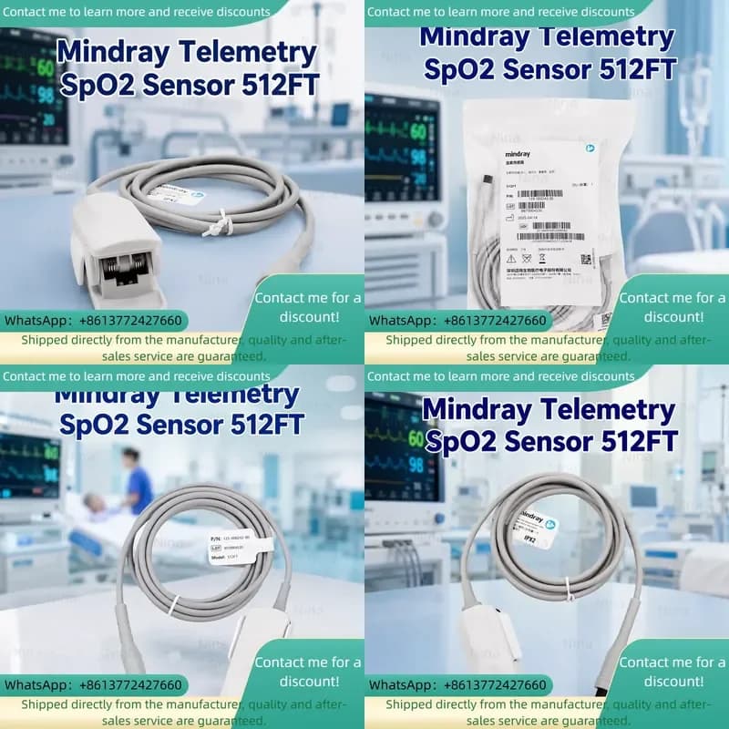 Mindray TMS30 Telemetry SpO2 Sensor 512FT Reusable Adult Finger Clip Pulse Oximeter Probe with 6-Pin Connector CE