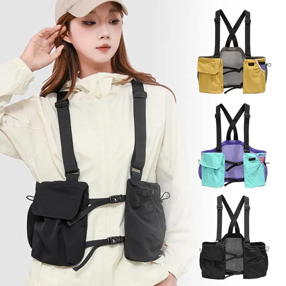 Outdoor Cycling Bag Lightweight Running Vest Backpack for Hiking Running Marathon Chest Pack With Phone Cup Storage Pocket