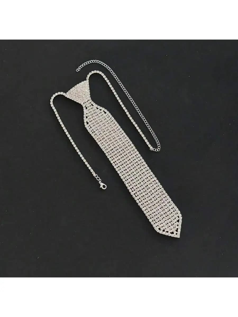 Collana con fiocco in strass per donna, accessorio gioiello per matrimoni e feste