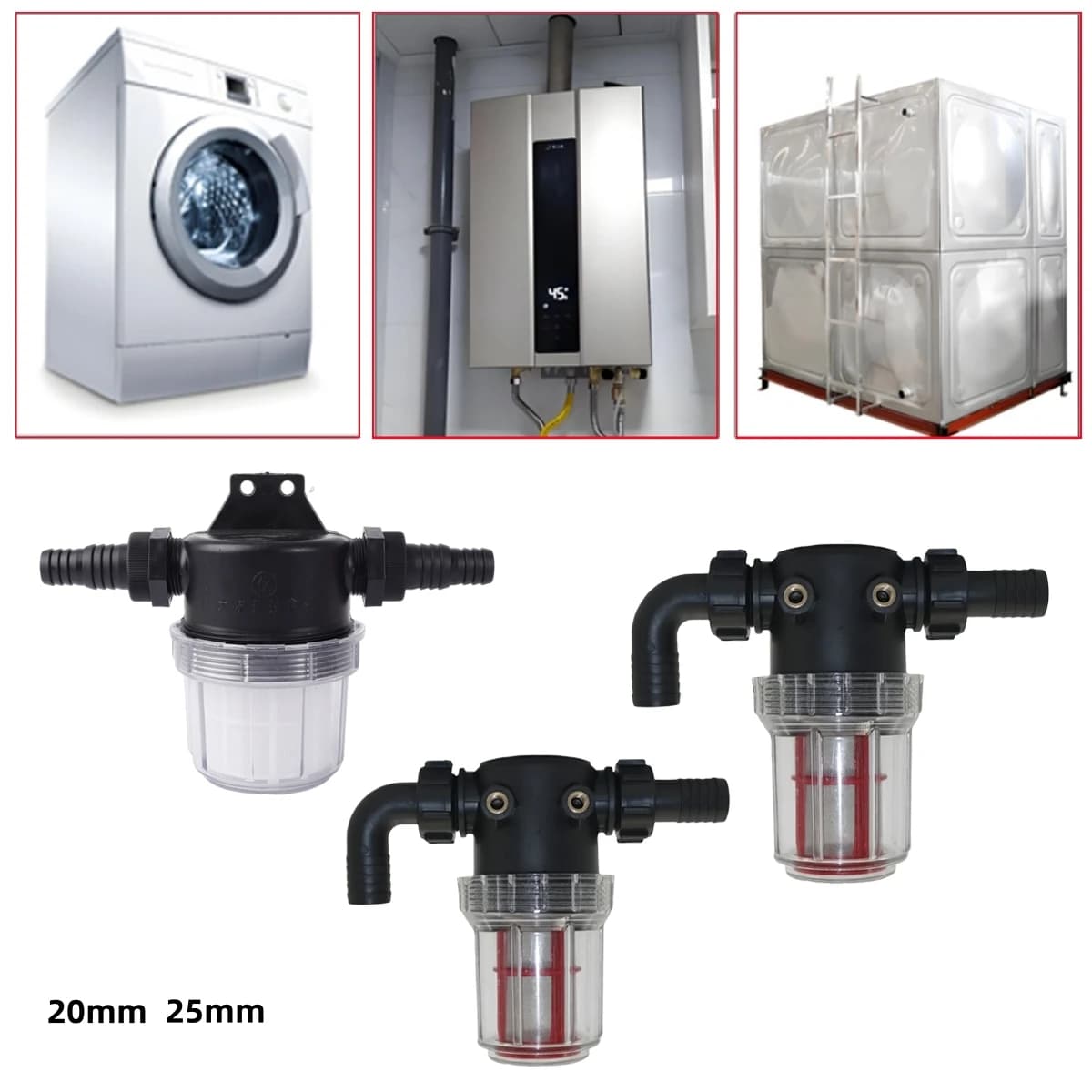 Prefilter for 50 Mesh Transparent Water Pipe 20mm 25mm Agricultural Garden Spraying Machine and Spray Pump Large Flow Filter 1Pc