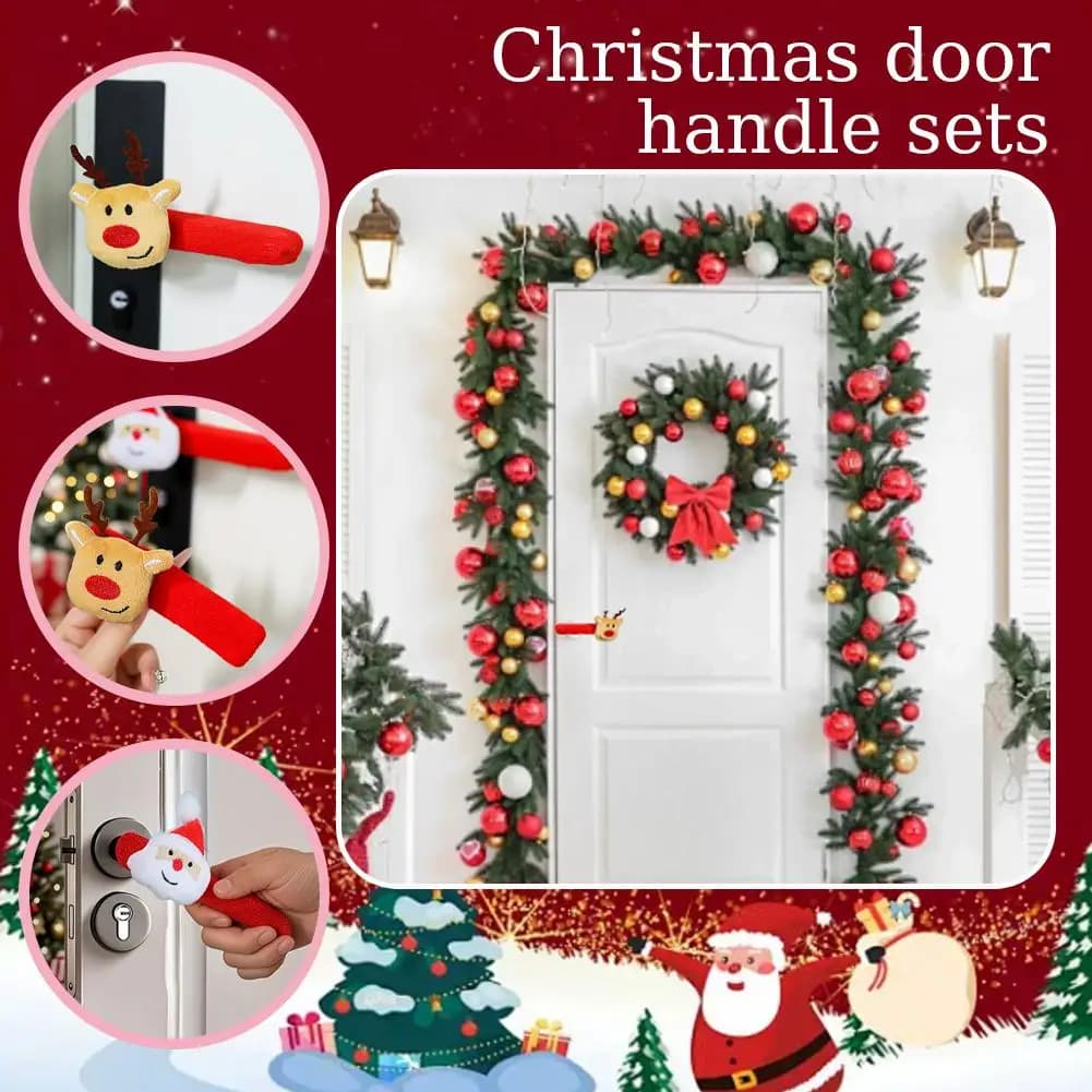 4 pezzi decorazioni natalizie coperture per maniglie per porte di Babbo Natale protezione per maniglie per porte natalizie decorazioni per pomelli elastici per la casa regalo per feste di Natale