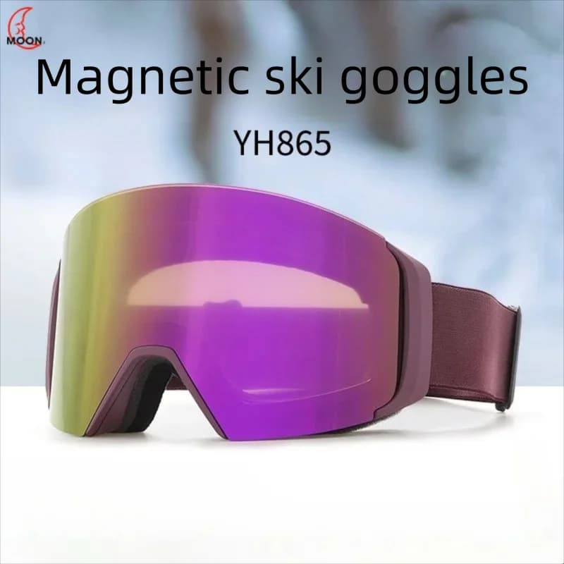 MOON Occhiali da sci magnetici, lenti antiappannamento a doppio strato per uomo e donna, occhiali da snowboard e sci per adulti per ora sport