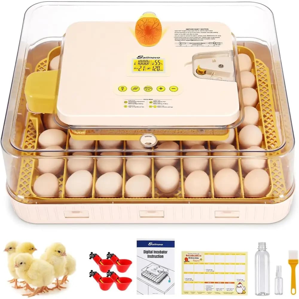 Incubatrice Automatica per 56 Uova con Rotazione, Illuminazione e Controllo della Temperatura per Uova di Gallina, Anatra e Quaglia