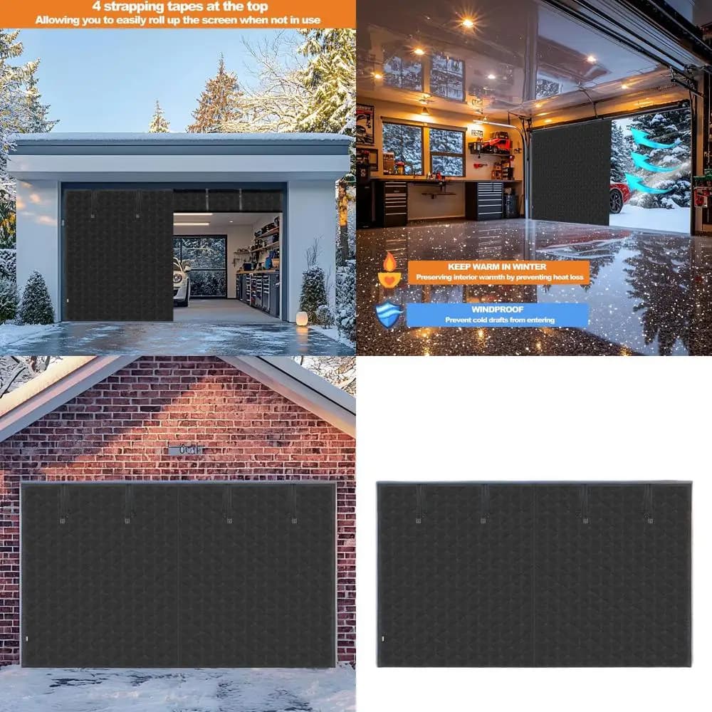 Tenda magnetica per porta del garage con isolamento termico, 8x7FT, riempimento in fibra di poliestere, autosigillante, facile installazione, adatta ai animali domestici e ai bambini