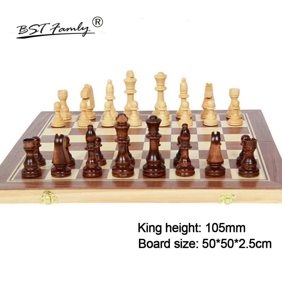 Grande Set di scacchi in legno gioco di scacchi internazionali scacchiera pieghevole 50*50cm scacchiera pezzi di scacchi King altezza 105mm