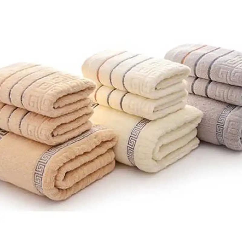 Set di 3 asciugamani da bagno in cotone 100% per adulti Asciugamani da bagno geometrici in spugna per il viso Sport Viaggi Palestra Salviette per le mani